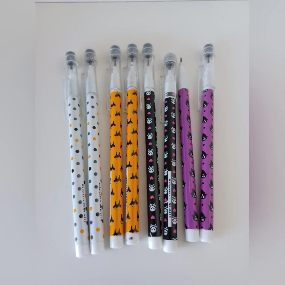 Halloween‎ Mechanical Pencil Set 8pc Black Cat Skull Ghost Polka Dot